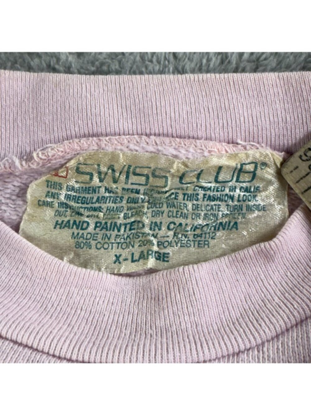 Vintage Swiss Club Sweatshirt Womens XL Pink Horse Western Glitter Jewels 80s - Picture 3 of 16